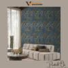 TEXTURED BOTANICAL FERN WALLPAPER IN ROYAL BLUE AND BRONZE