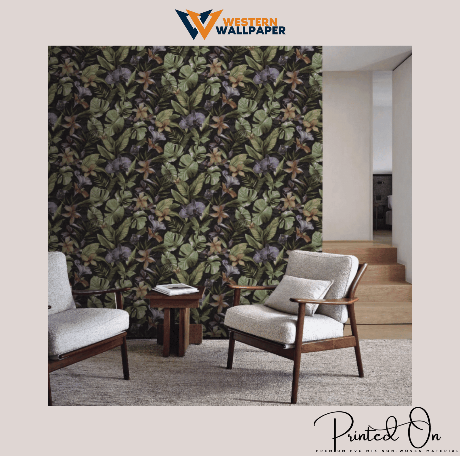 LUSH TROPICAL BOTANICAL WALLPAPER IN MIDNIGHT AND OLIVE