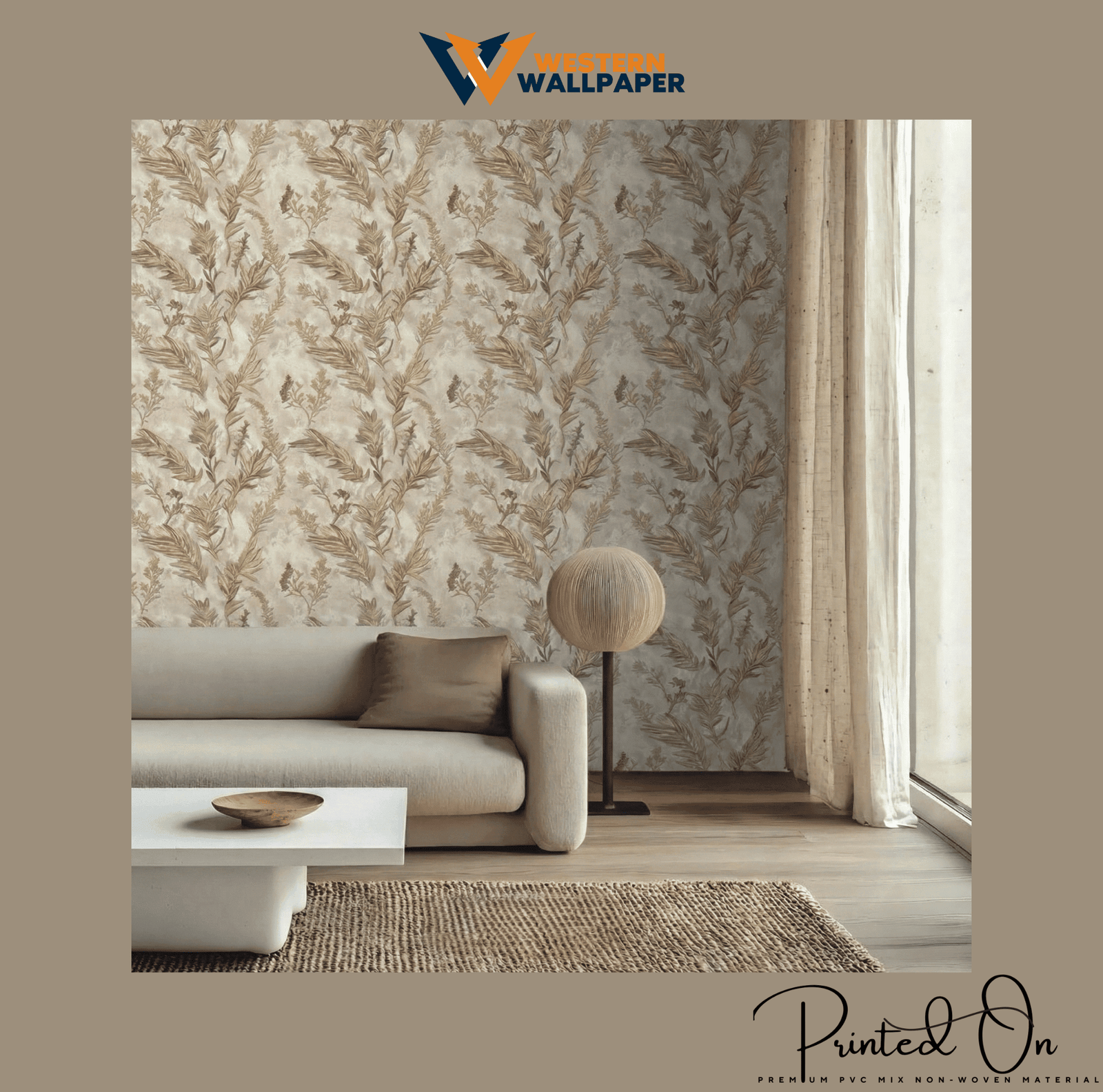 ETHEREAL ARTISAN SCROLL WALLPAPER IN ALABASTER AND SAND