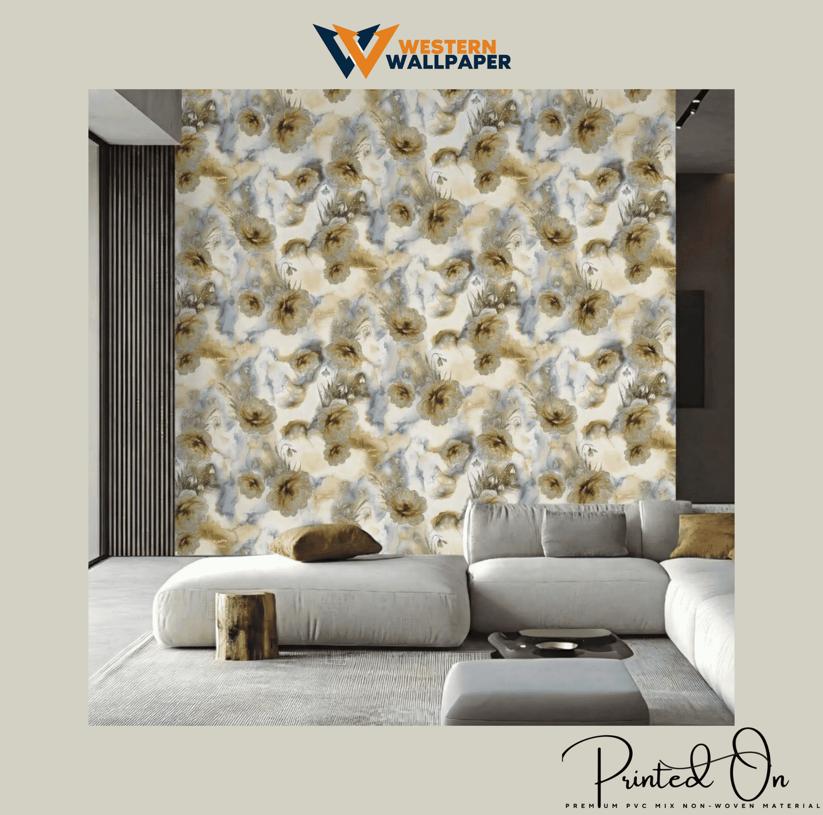 MINIMALIST BOTANICAL VINE WALLPAPER IN CHARCOAL AND HONEY