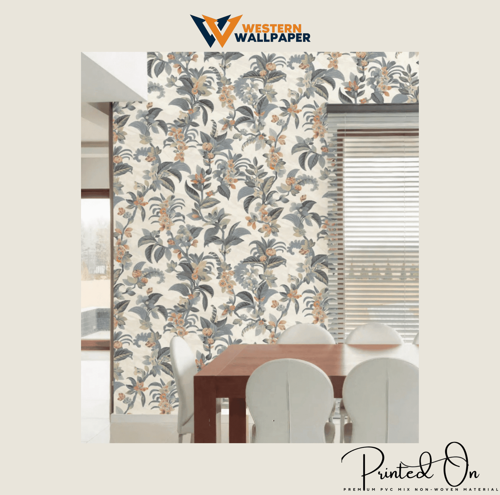 EXOTIC BOTANICAL PARADISE WALLPAPER IN IVORY AND SLATE