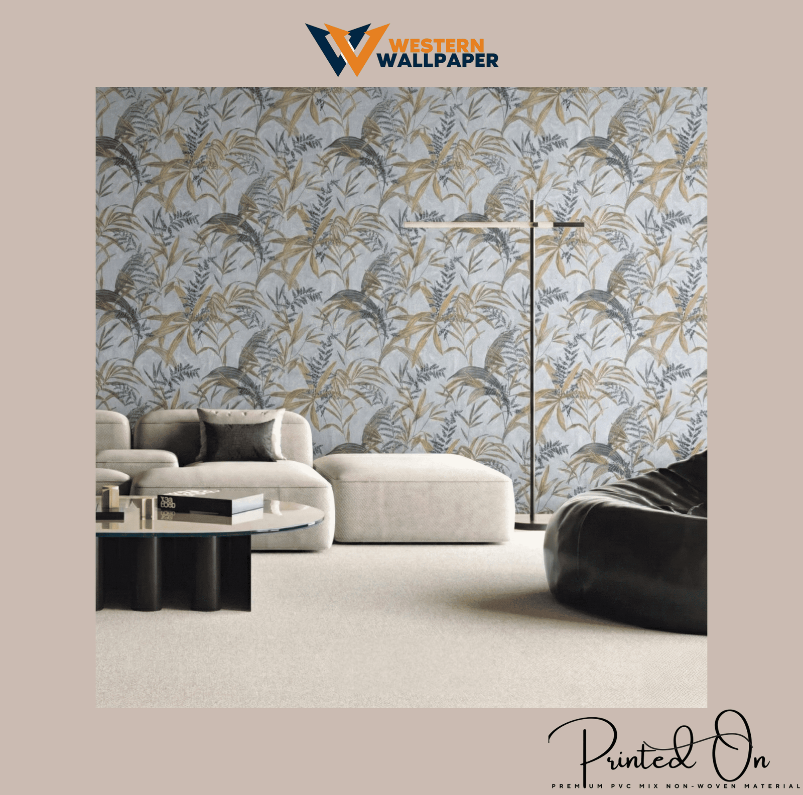 ENCHANTED FOREST FERN WALLPAPER IN AZURE AND GOLD