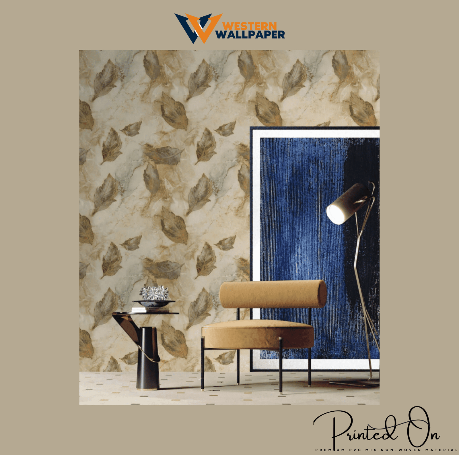 ETHEREAL GOSSAMER LEAF WALLPAPER IN AMBER AND SAGE