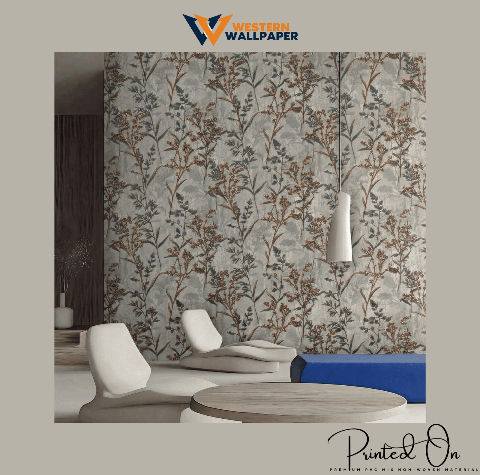 RUSTIC MEADOW WALLPAPER IN BRONZE AND ASH