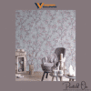 WHIMSICAL FEATHERED VINE WALLPAPER IN LAVENDER AND SILVER