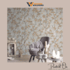 "WHIMSICAL FEATHERED VINE WALLPAPER IN BRONZE AND ASH  "