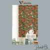 VIBRANT PEONY FLORAL WALLPAPER IN DUSTY BROWN AND RED FOR A FRESH ROMANTIC STATEMENT WALL