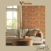 TRADITIONAL FLORAL ARABESQUE WALLPAPER IN ORANGE AND MULTICOLOR FOR A VIBRANT CULTURAL STATEMENT WALL