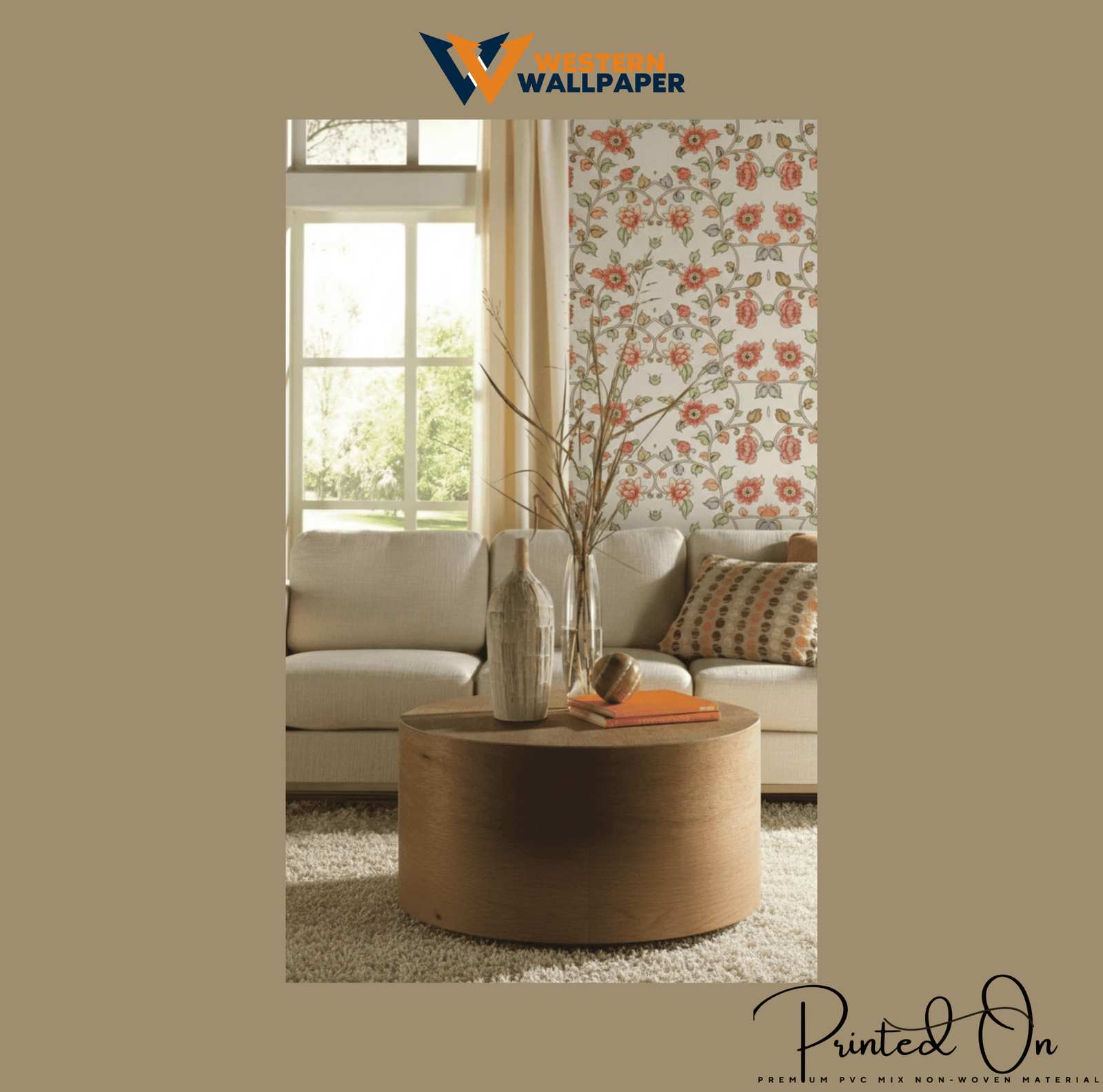 TRADITIONAL FLORAL ARABESQUE WALLPAPER IN CREAM AND PINK FOR A REFINED CULTURAL STATEMENT WALL