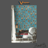 VINTAGE FLORAL ARABESQUE WALLPAPER IN CYAN AND MULTICOLOR FOR A VIBRANT TRADITIONAL STATEMENT WALL