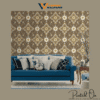 ORNATE GEOMETRIC MEDALLION WALLPAPER IN COCOA AND CHAMPAGNE FOR A SOPHISTICATED CONTEMPORARY LIVING SPACE