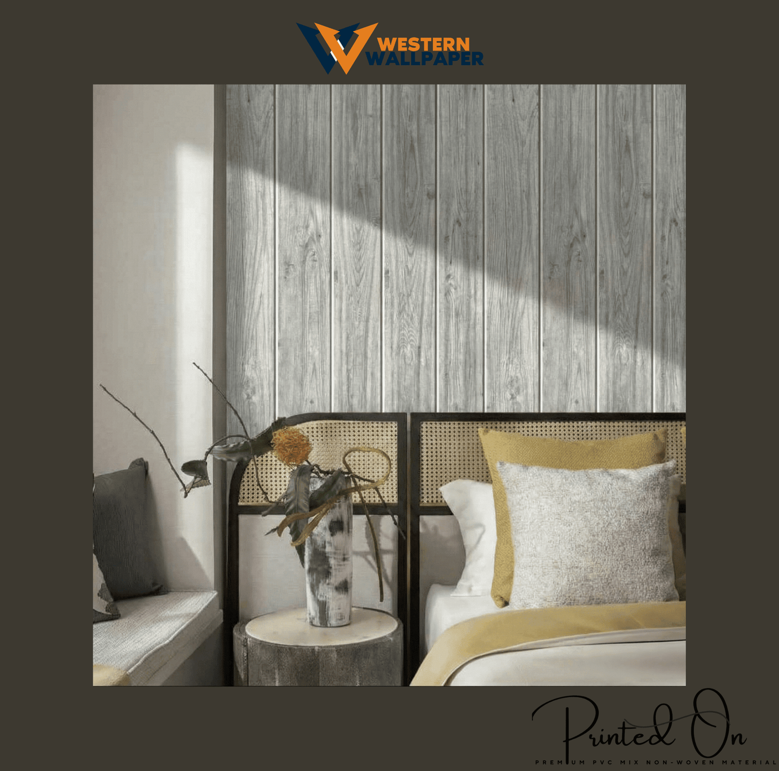 RUSTIC VERTICAL WOOD PLANK WALLPAPER IN WEATHERED GREY