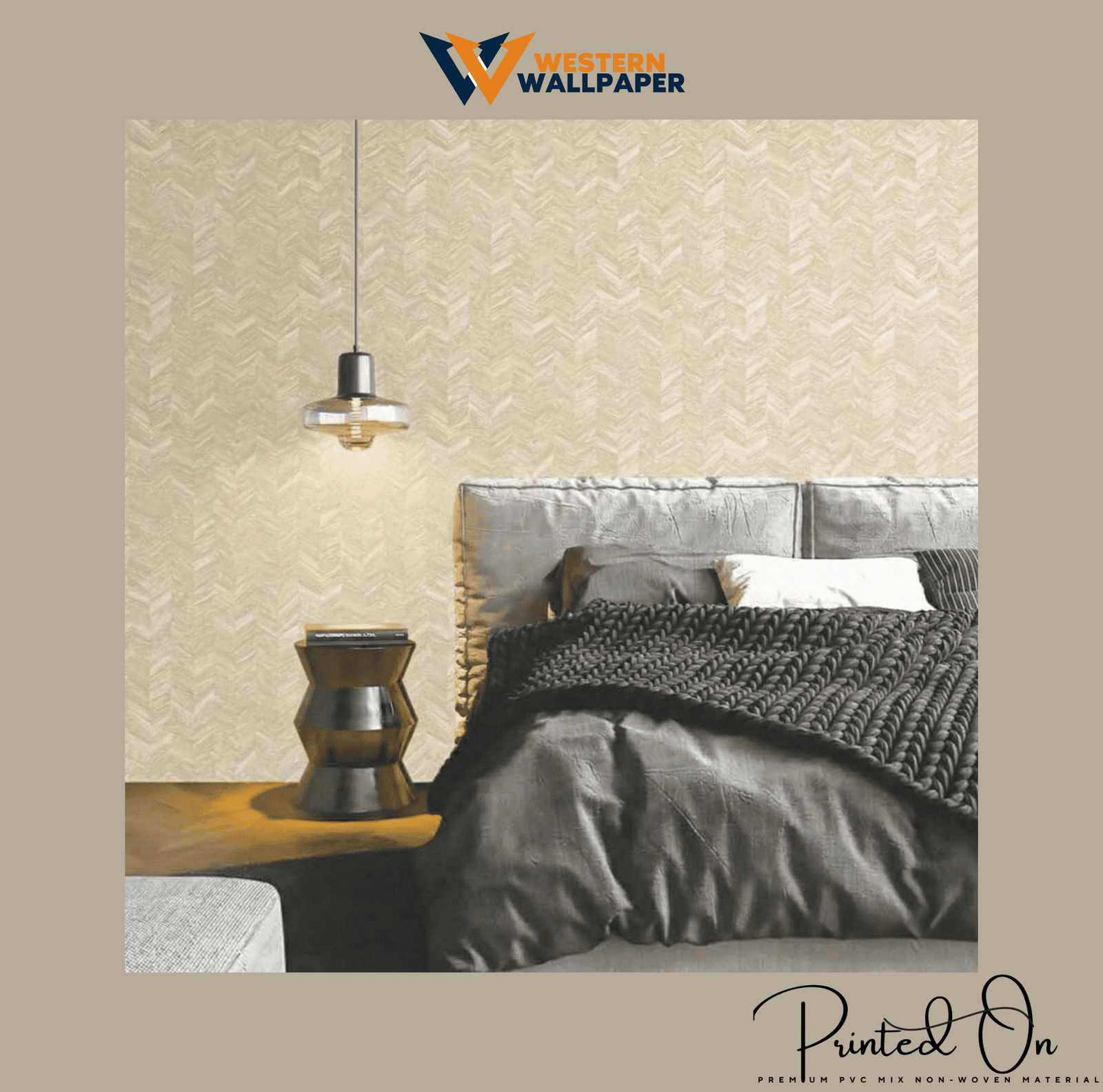 TEXTURED CHEVRON WEAVE WALLPAPER IN TOASTED OAK AND CARAMEL