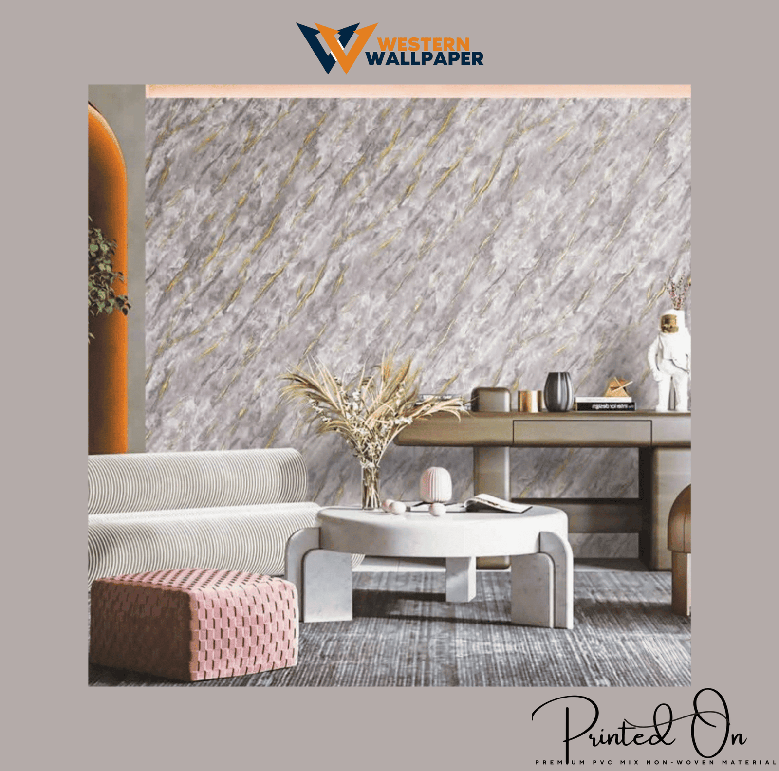 TEXTURED DIAGONAL MARBLE WALLPAPER IN LAVENDER AND GOLD