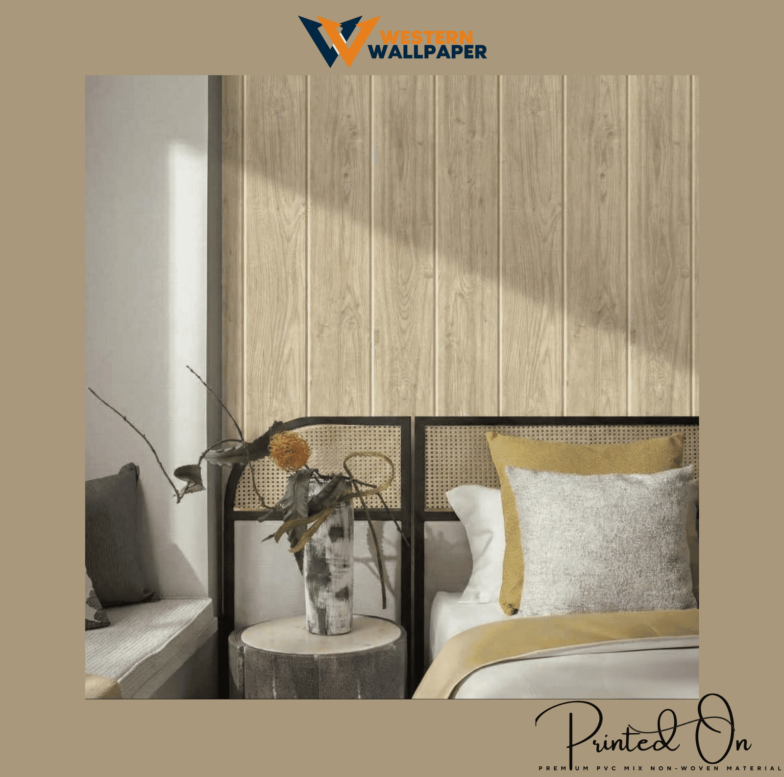 RUSTIC VERTICAL WOOD PLANK WALLPAPER IN NATURAL OAK