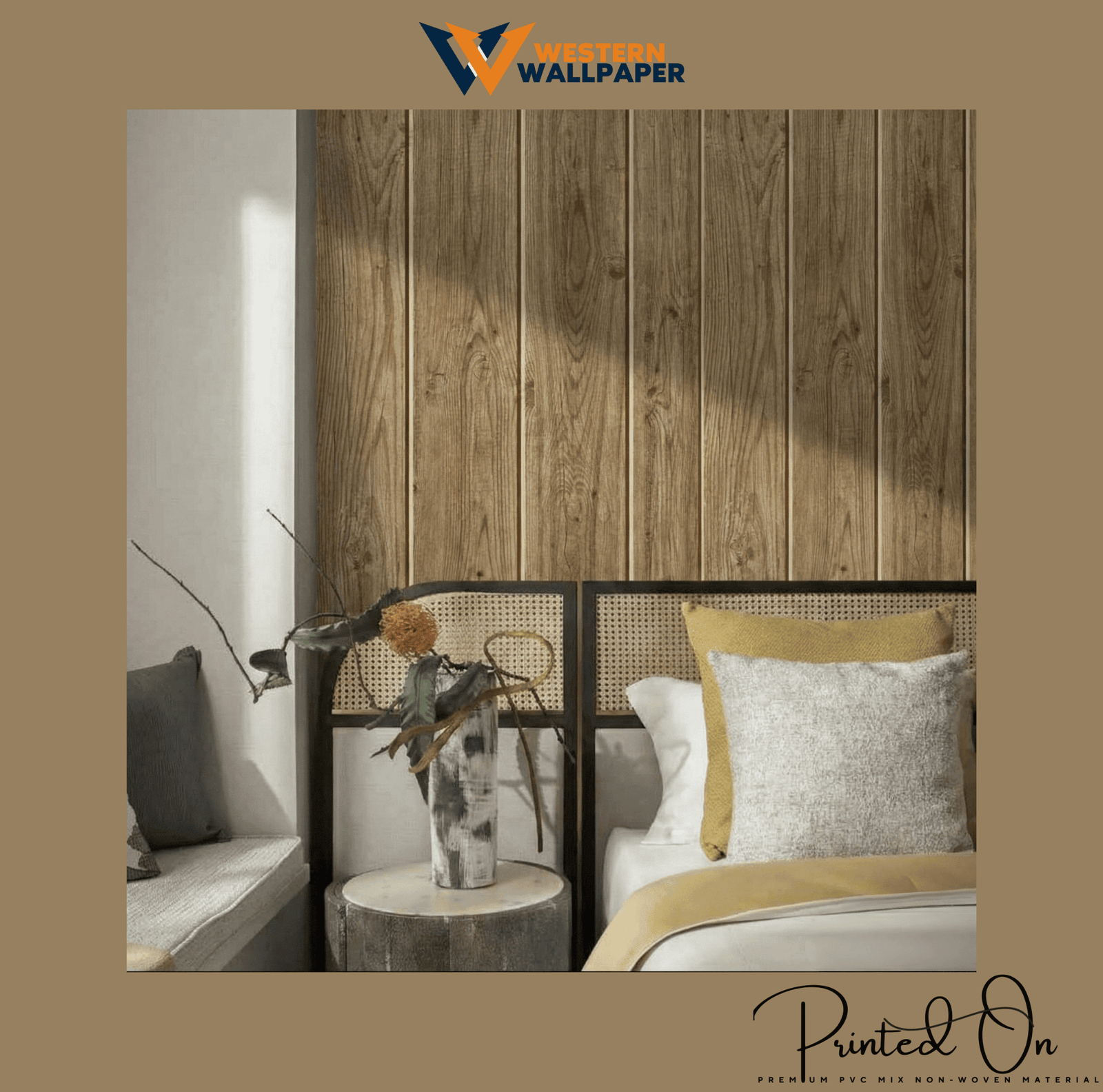 RUSTIC VERTICAL WOOD PLANK WALLPAPER IN ANTIQUE WALNUT