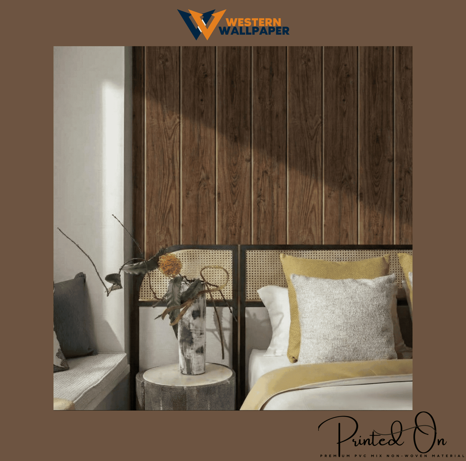 RUSTIC VERTICAL WOOD PLANK WALLPAPER IN DARK ESPRESSO