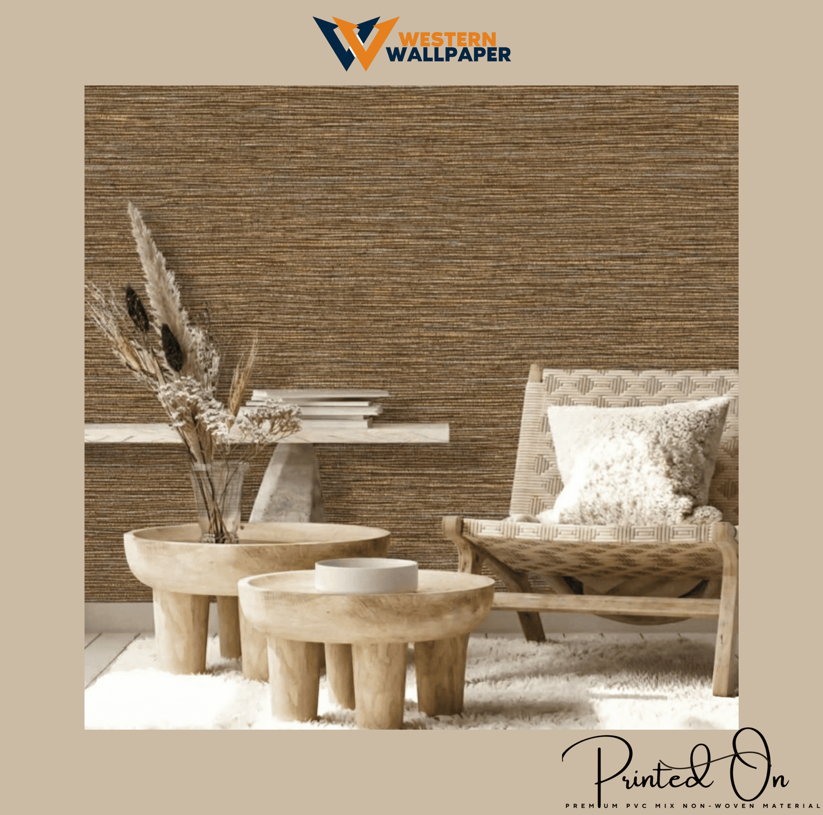 TEXTURED LINEAR WEAVE WALLPAPER IN SAND AND GOLD
