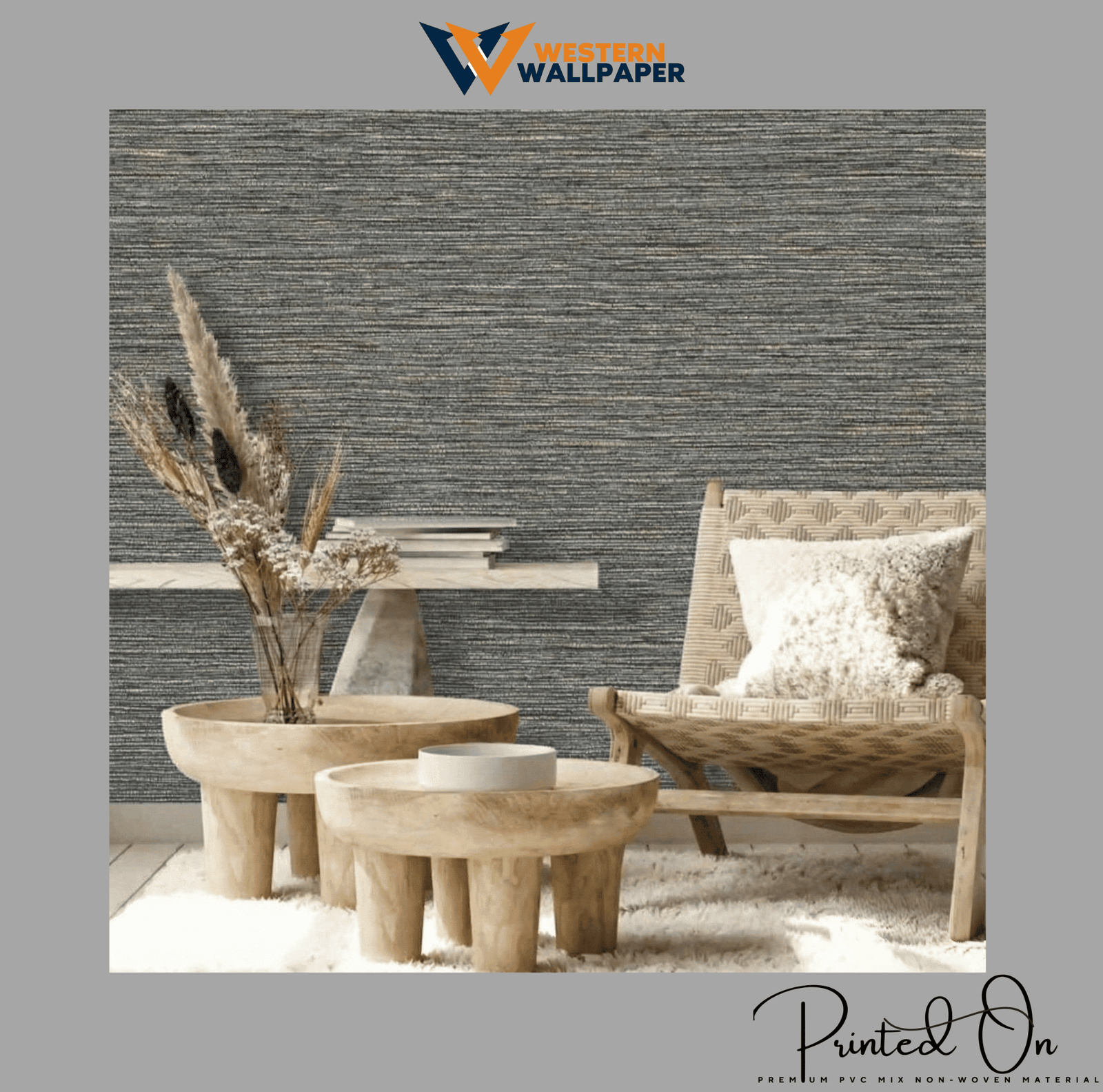 TEXTURED LINEAR WEAVE WALLPAPER IN SLATE AND GOLD