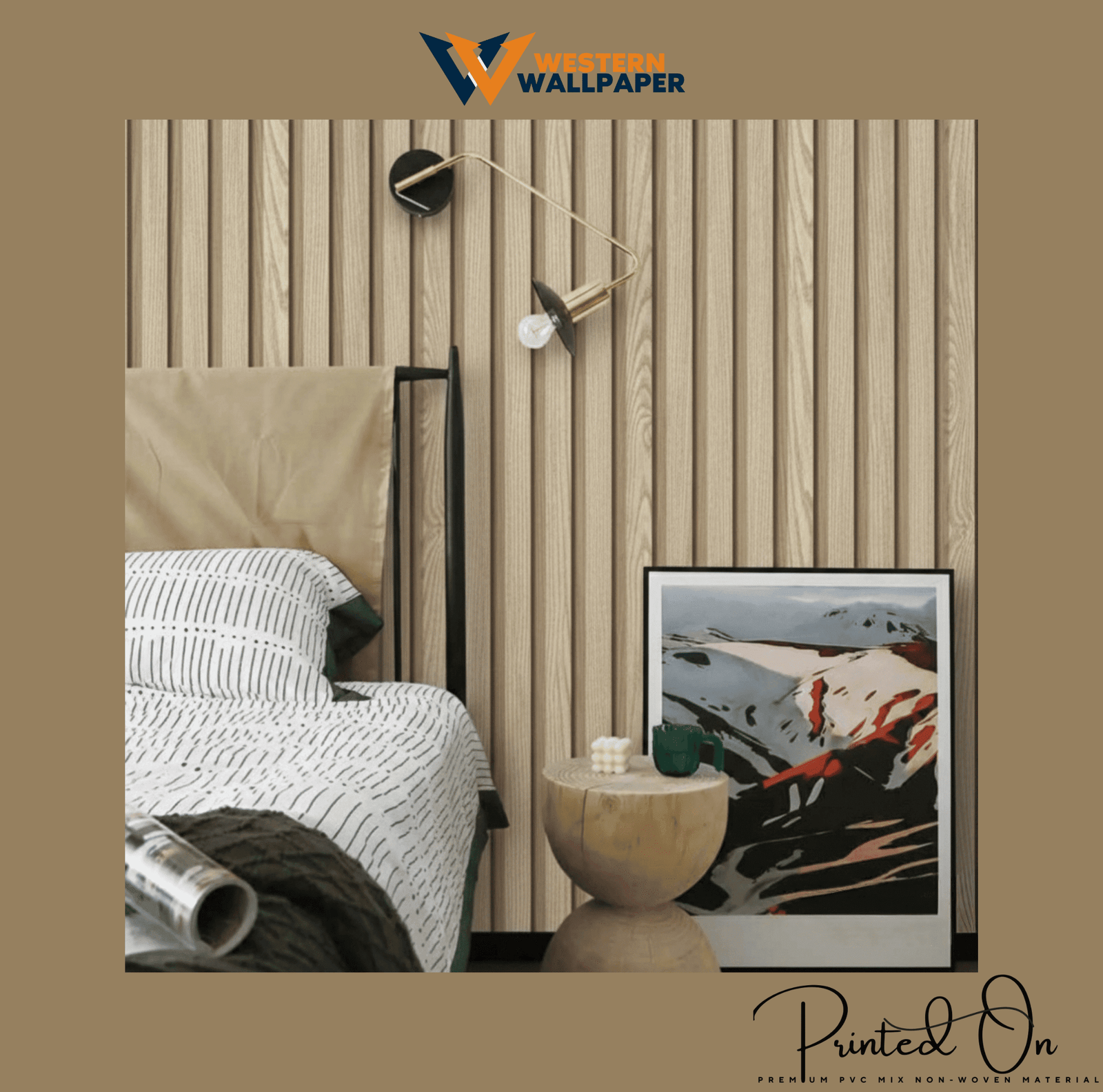 NATURAL OAK VERTICAL SLAT WALLPAPER