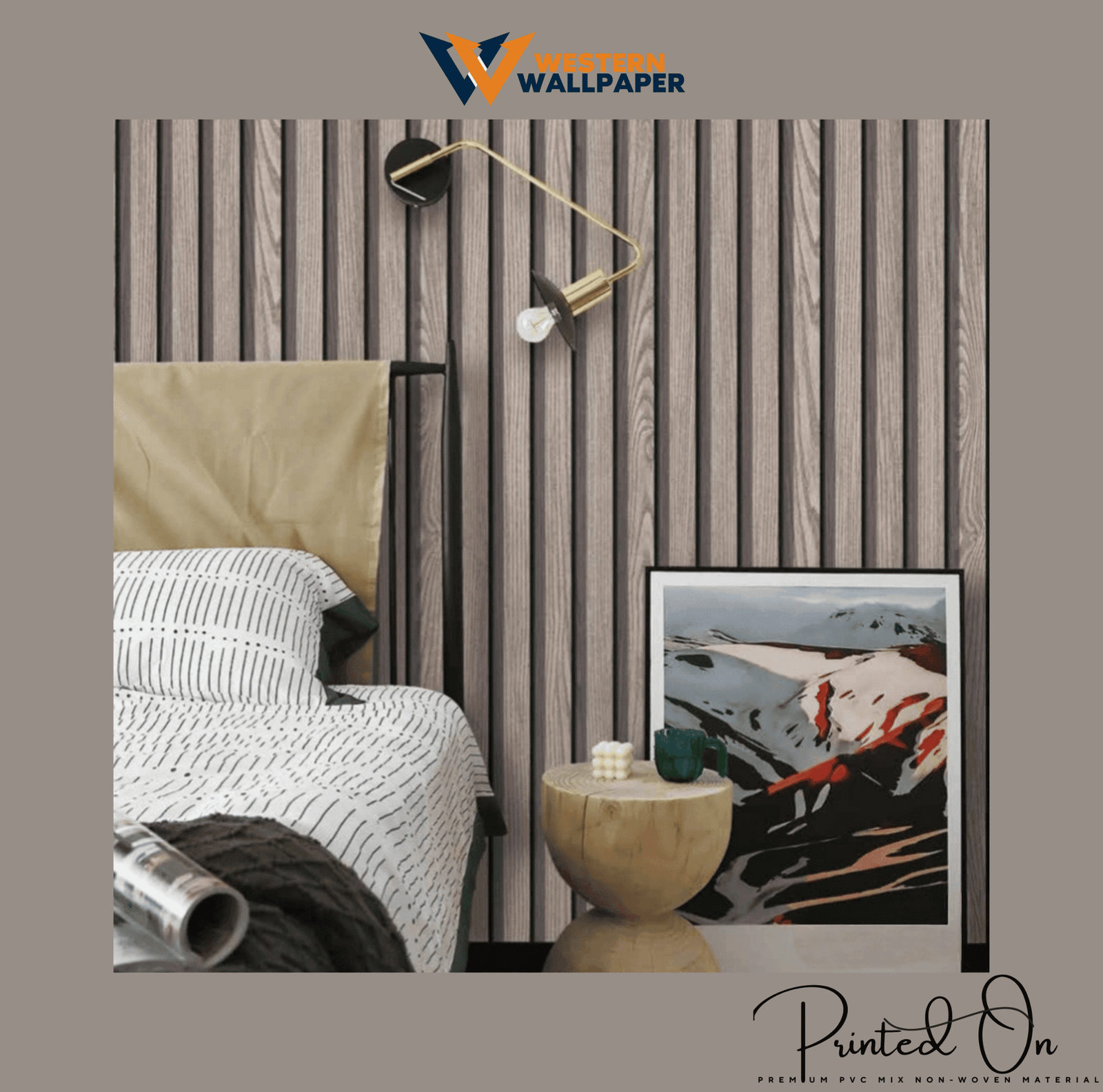 GREY OAK VERTICAL SLAT WALLPAPER