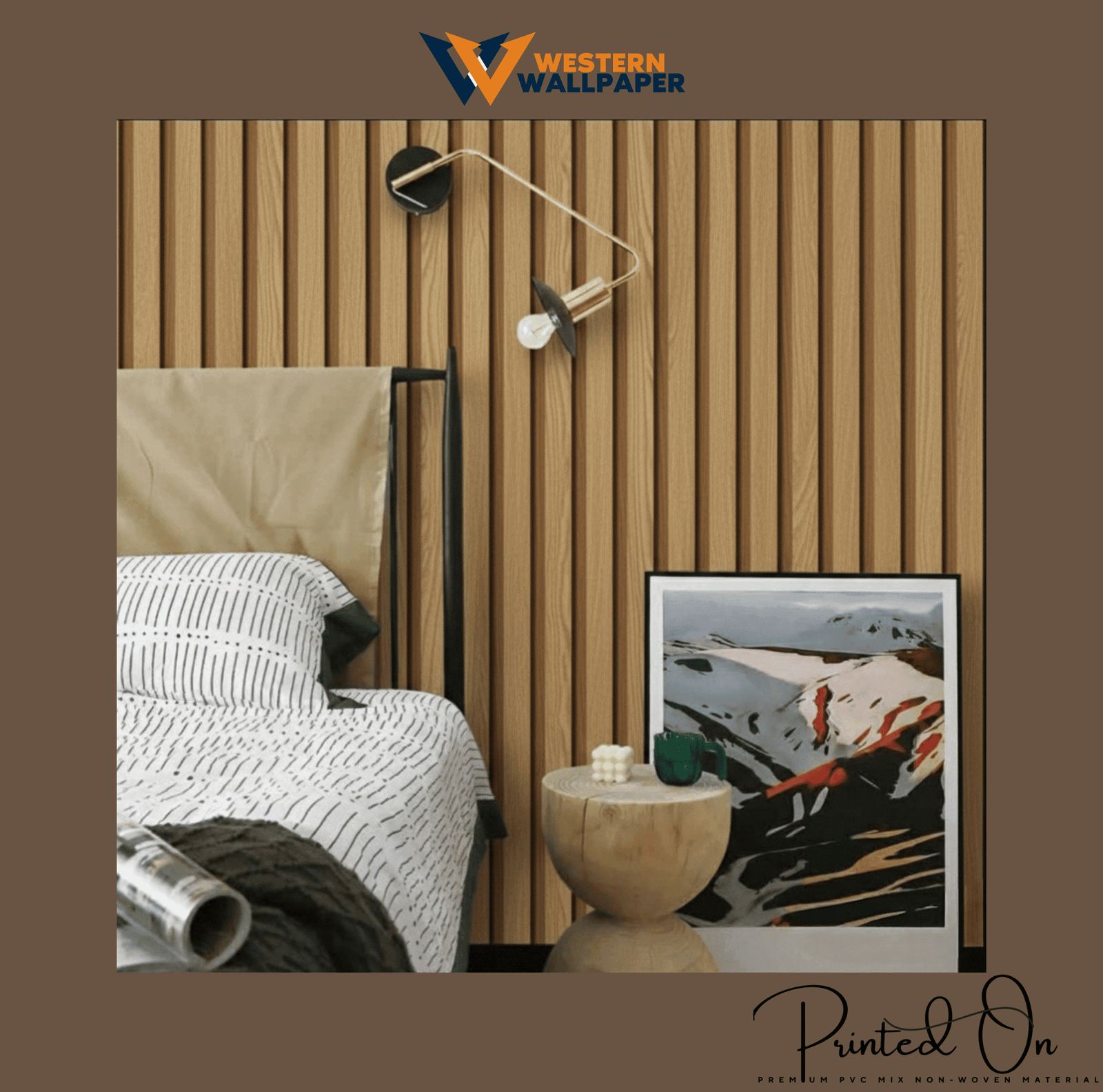 HONEY OAK VERTICAL SLAT WALLPAPER