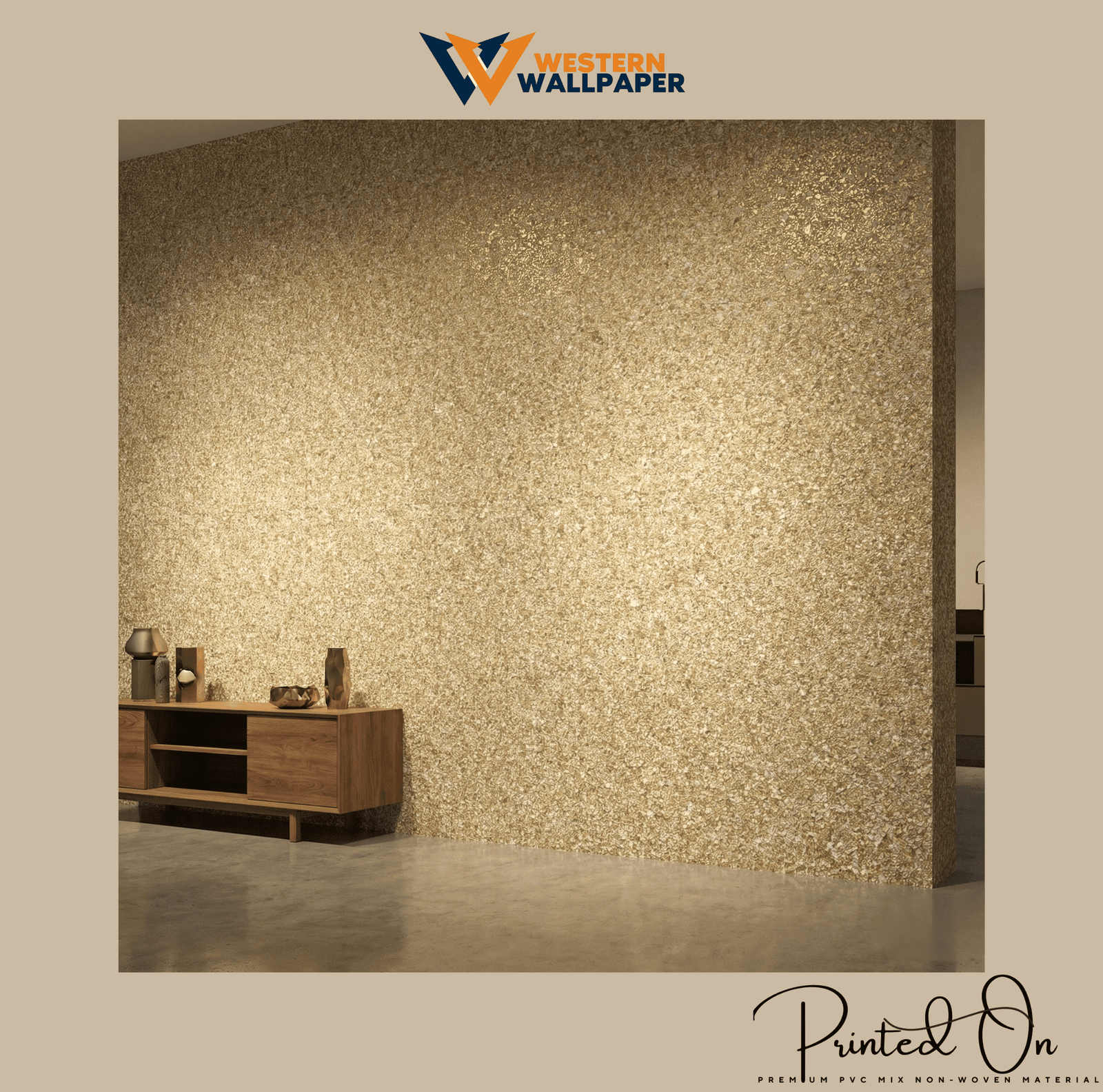 TEXTURED MULTICOLOR TERRAZZO WALLPAPER IN GOLDEN TONES