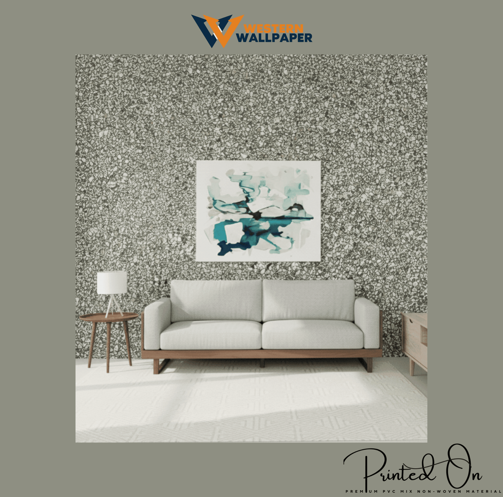 TEXTURED MULTICOLOR TERRAZZO WALLPAPER IN SAGE AND MOSS TONES