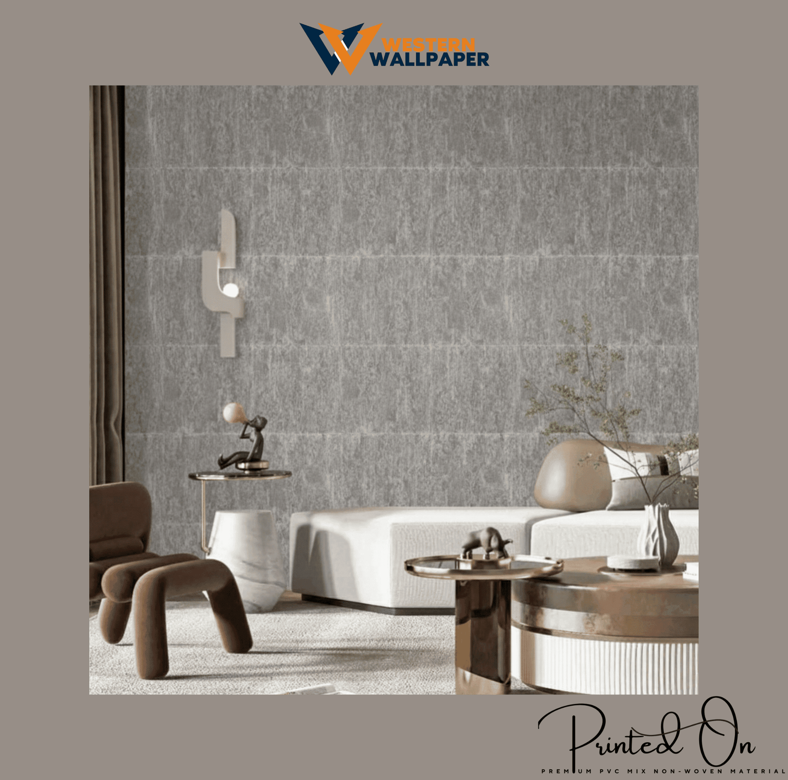 TEXTURED OXIDIZED PLASTER WALLPAPER IN SILVER AND GREY