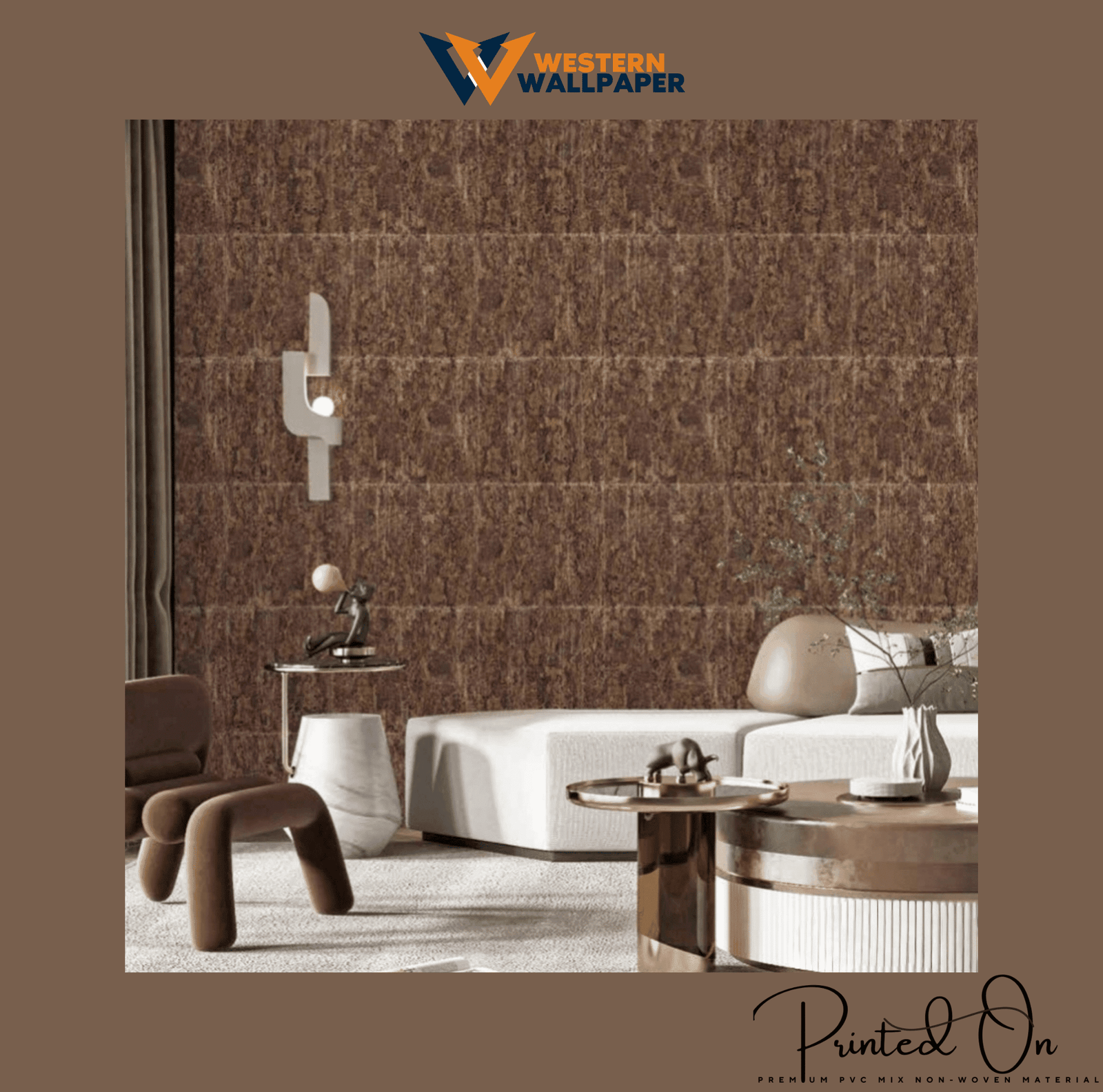 TEXTURED OXIDIZED PLASTER WALLPAPER IN COCOA AND MAHOGANY