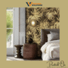 LUSH TROPICAL FAN PALM WALLPAPER IN ANTIQUE GOLD FOR A SOPHISTICATED BIOPHILIC BEDROOM