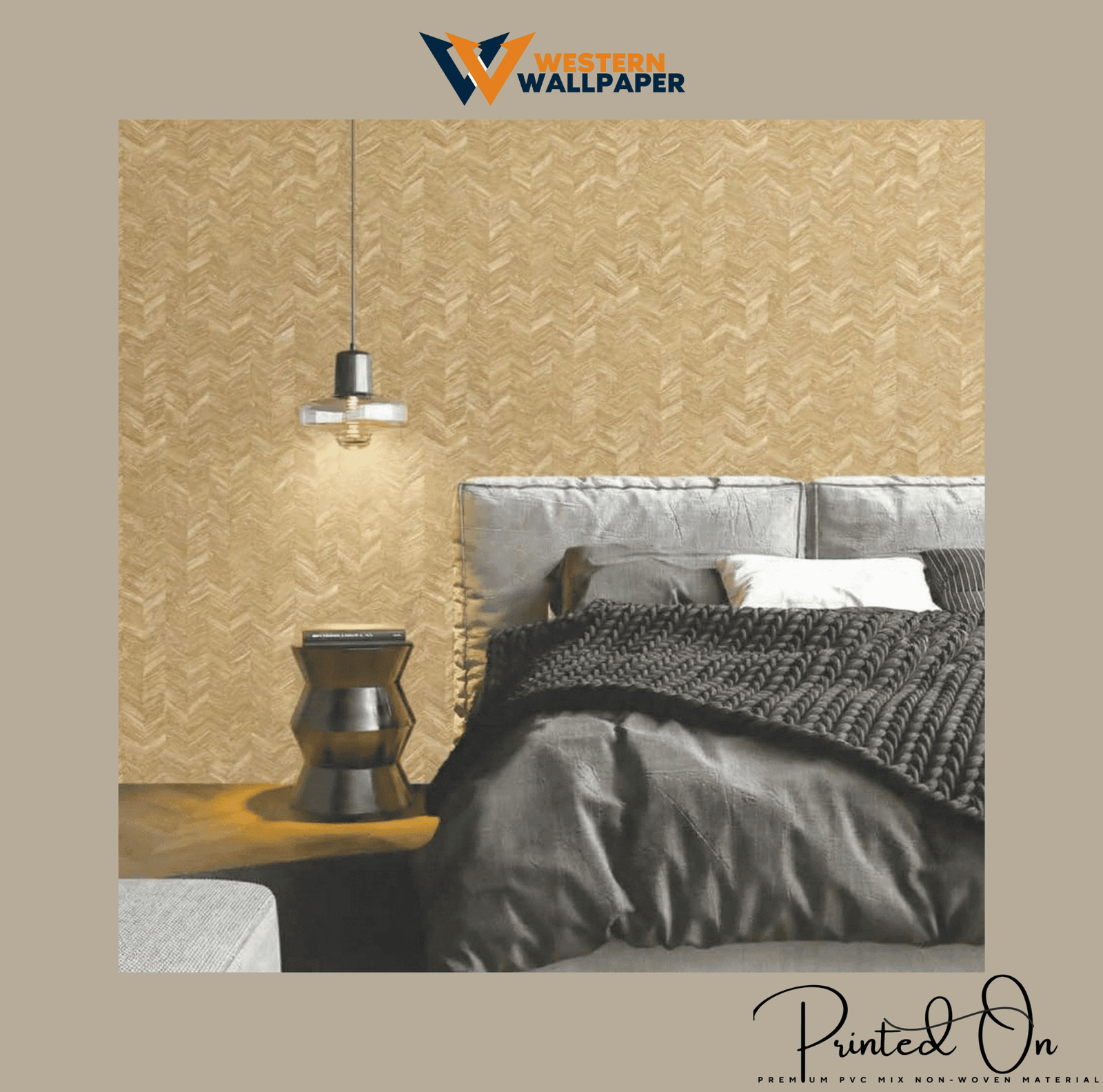 TEXTURED CHEVRON WEAVE WALLPAPER IN TOASTED OAK AND HONEY