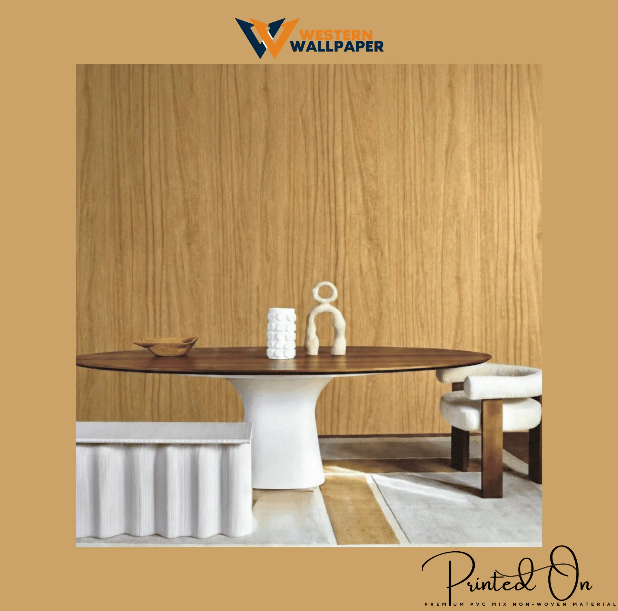 NATURAL WOOD GRAIN WALLPAPER IN HONEY OAK