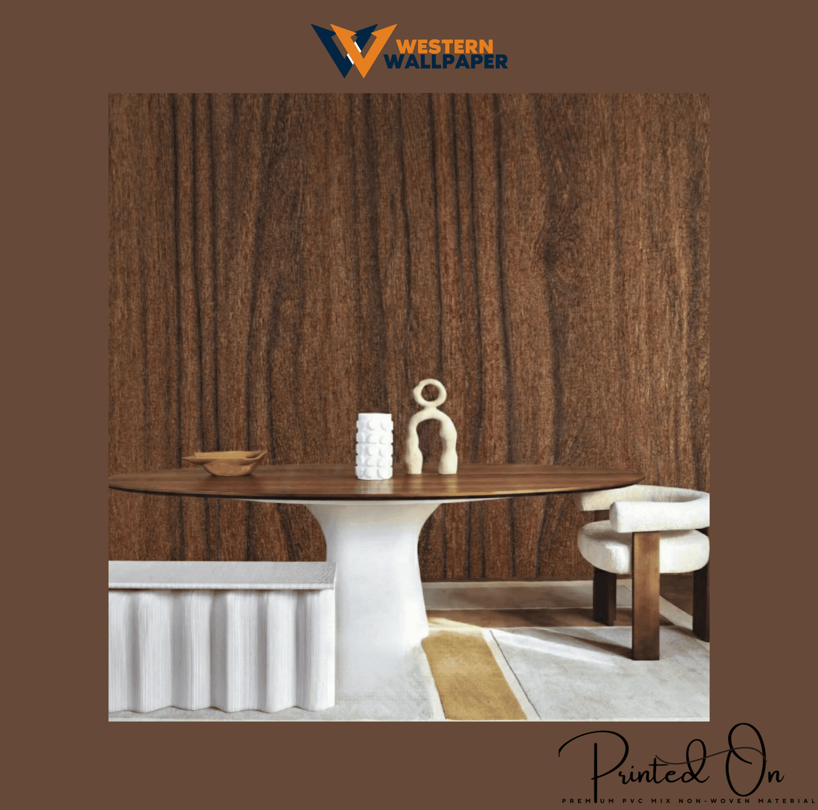 NATURAL WOOD GRAIN WALLPAPER IN DARK WALNUT