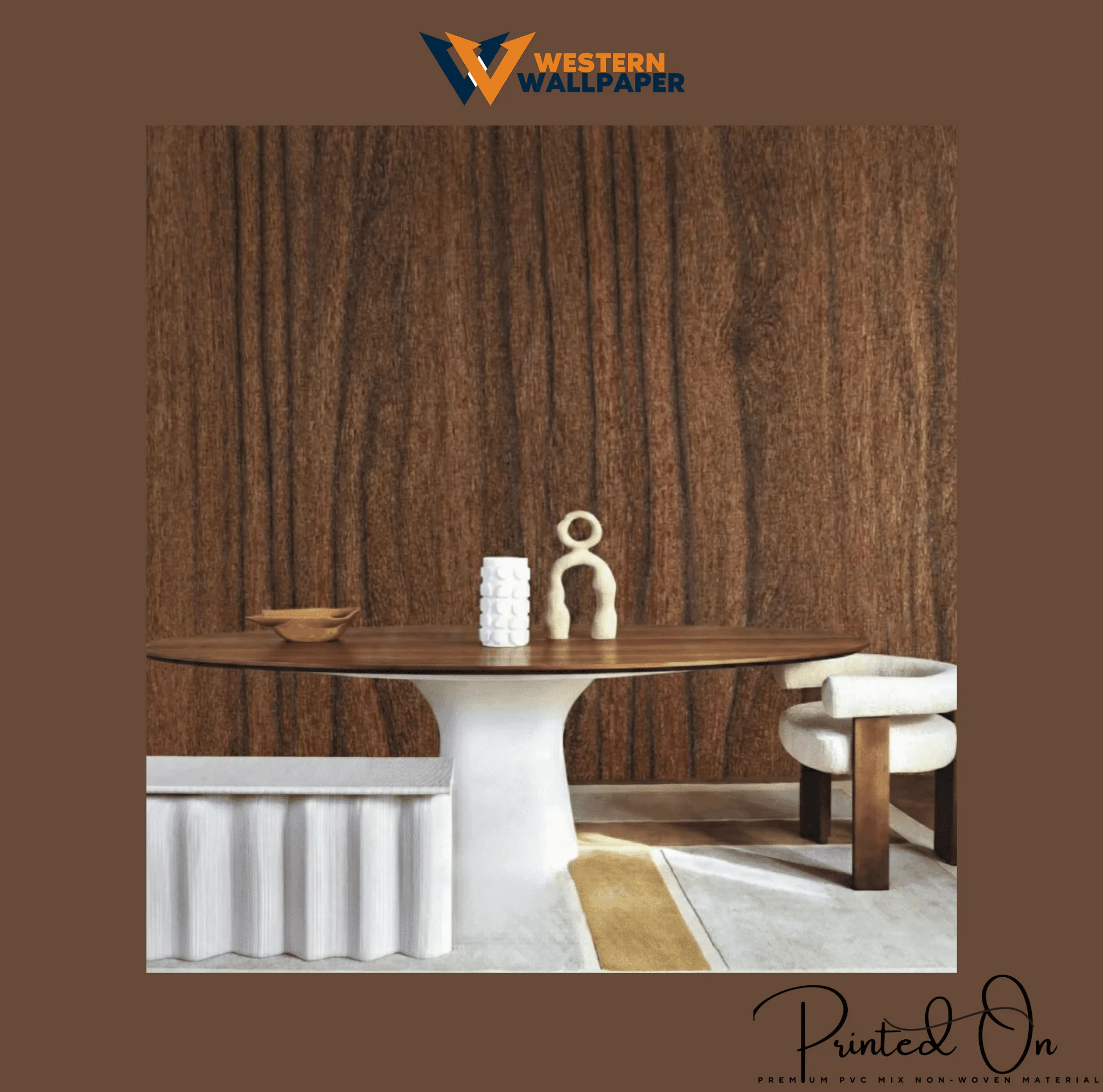 NATURAL WOOD GRAIN WALLPAPER IN DARK WALNUT