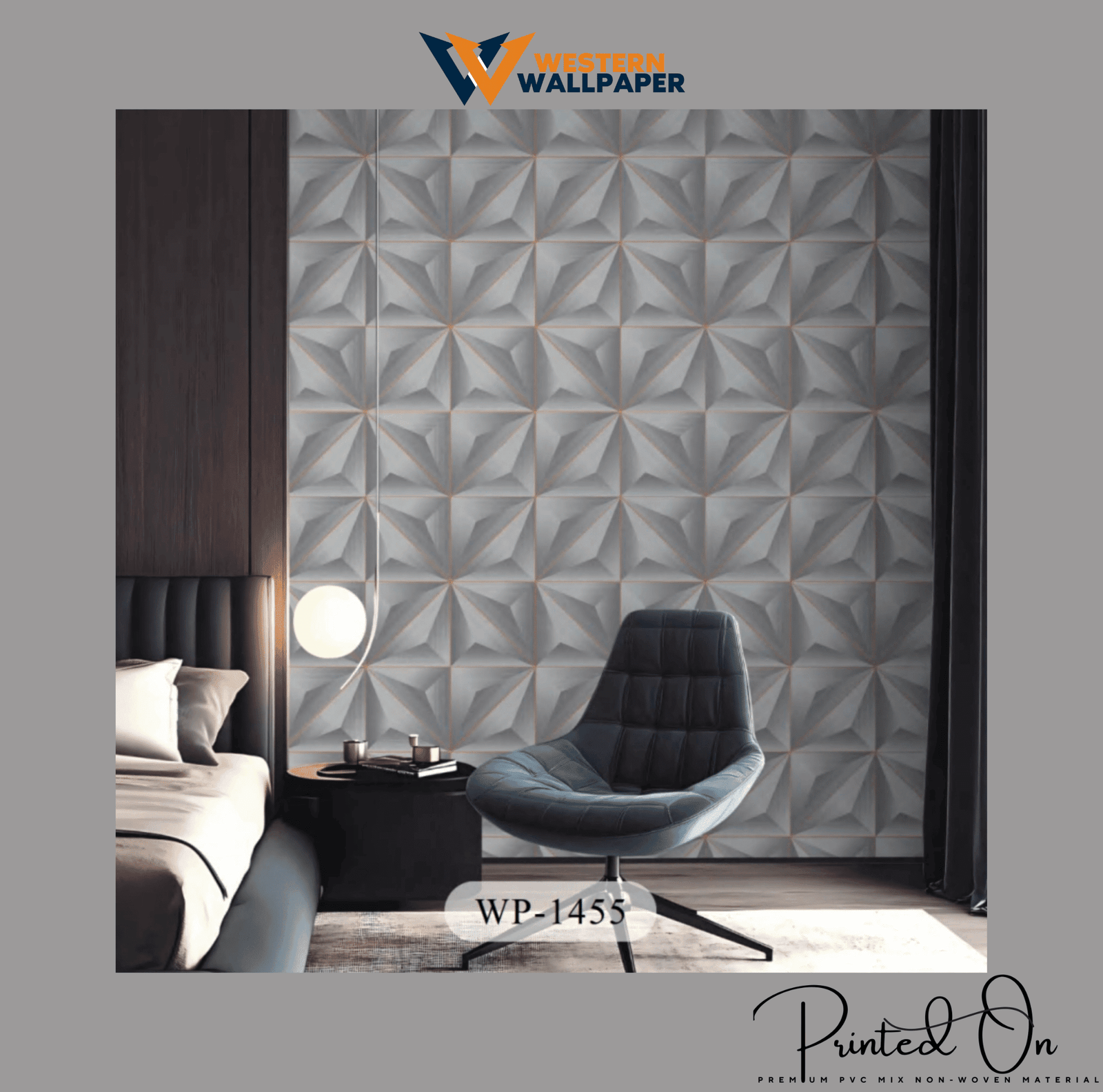 3D PRISM GEOMETRIC WALLPAPER IN SILVER GREY