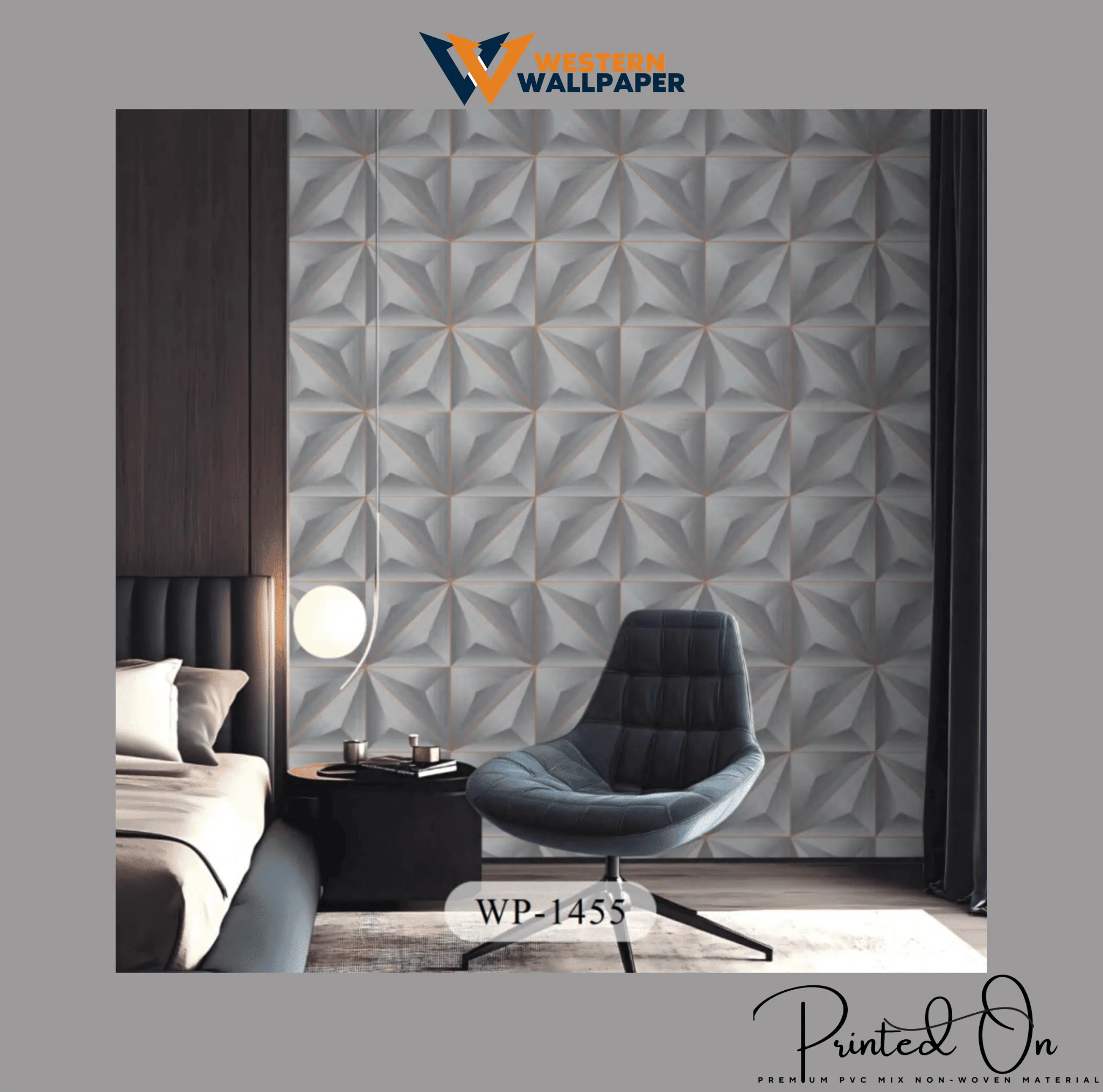 3D PRISM GEOMETRIC WALLPAPER IN SILVER GREY