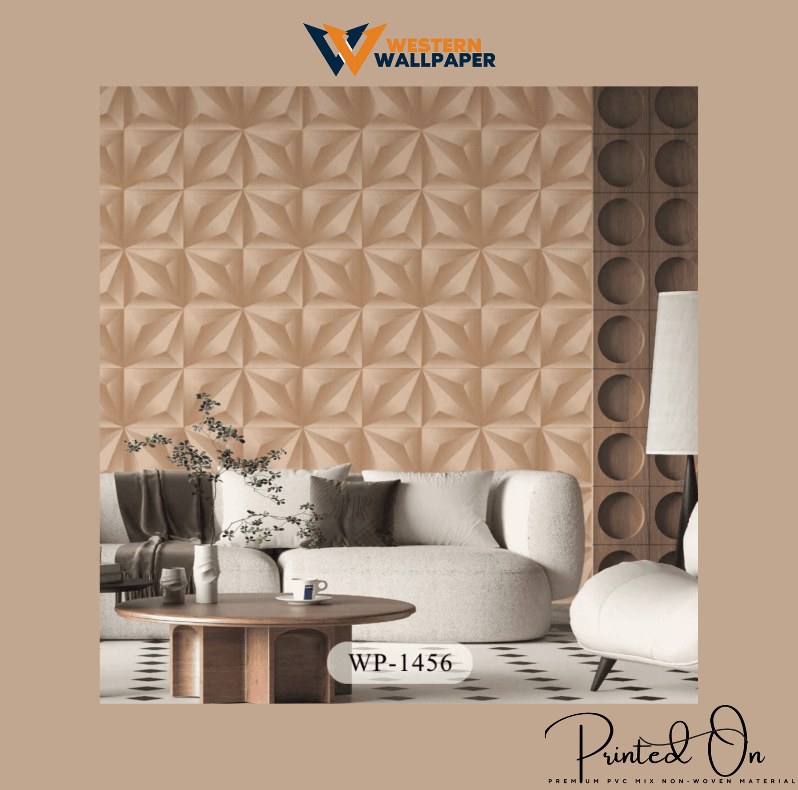 3D PRISM GEOMETRIC WALLPAPER IN CHAMPAGNE GOLD