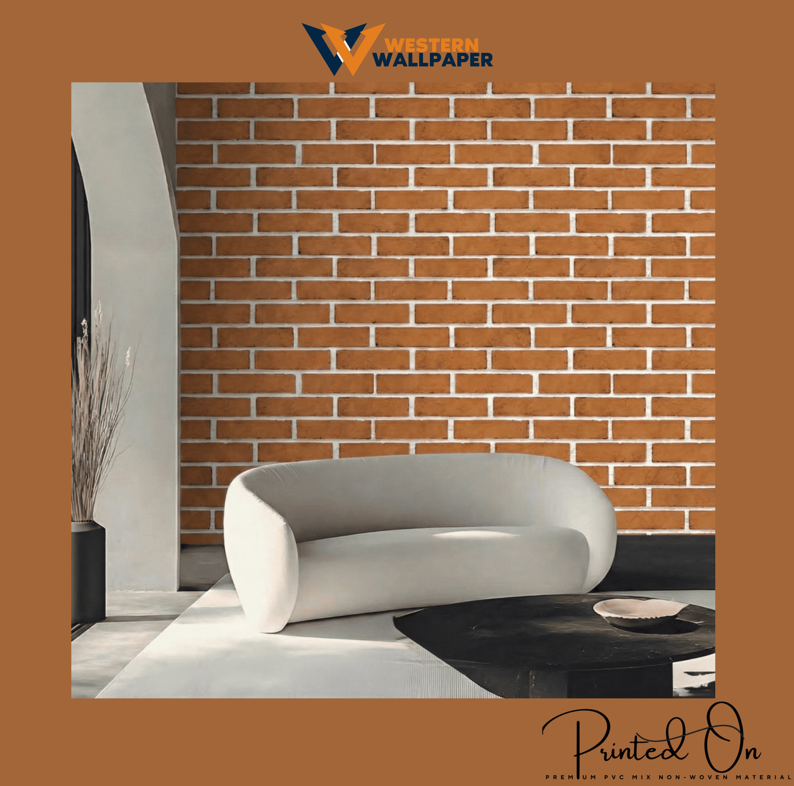 URBAN LOFT BRICK WALLPAPER IN SUNSET ORANGE