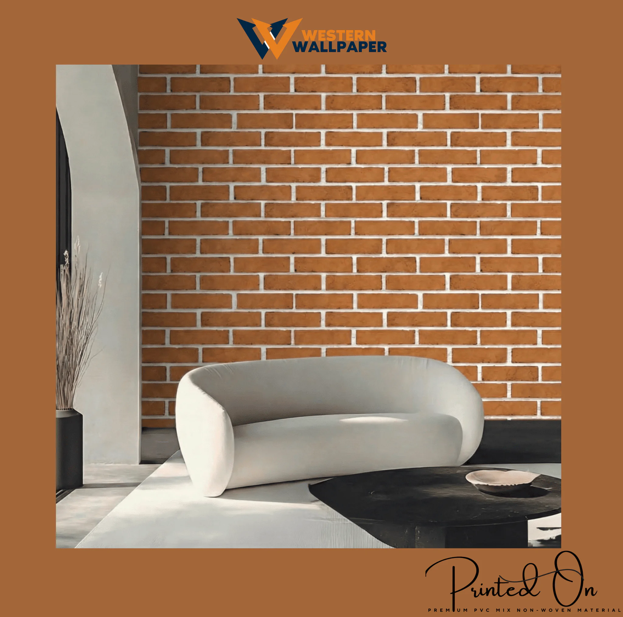 URBAN LOFT BRICK WALLPAPER IN SUNSET ORANGE