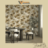 WESTERN TROPICAL TRELLIS WALLPAPER IN GOLDEN OCHRE AND ALABASTER WHITE