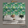 WESTERN TROPICAL PARADISE BOTANICAL WALLPAPER IN LUSH GREEN AND AZURE BLUE