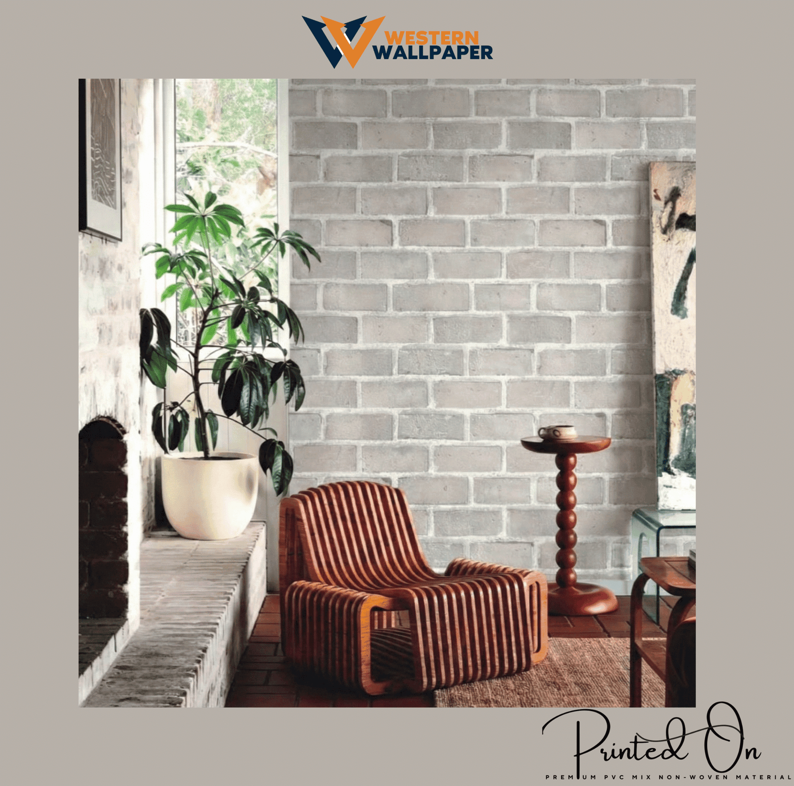 CITADEL RUSTIC MASONRY WALLPAPER IN FROSTED SILVER