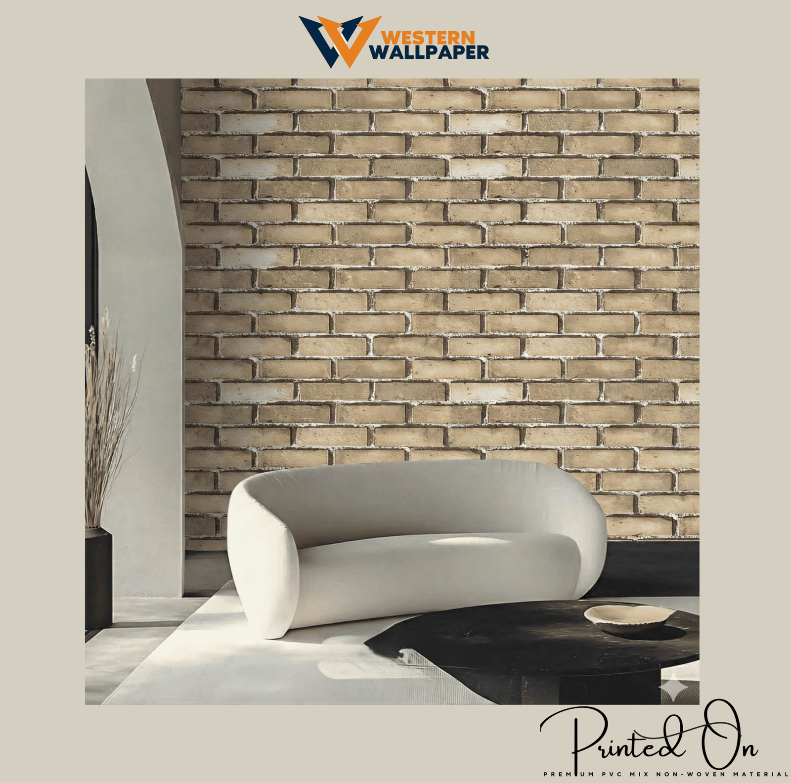 CITADEL RUSTIC MASONRY WALLPAPER IN SANDSTONE BEIGE