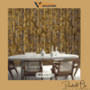 ZENITH GILDED BAMBOO TRELLIS WALLPAPER IN ANTIQUE SAFFRON