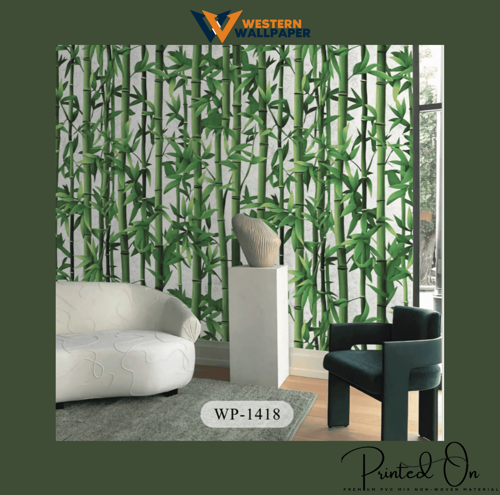 CITADEL EMERALD CANE CONSTELLATION WALLPAPER IN NATURAL GREEN