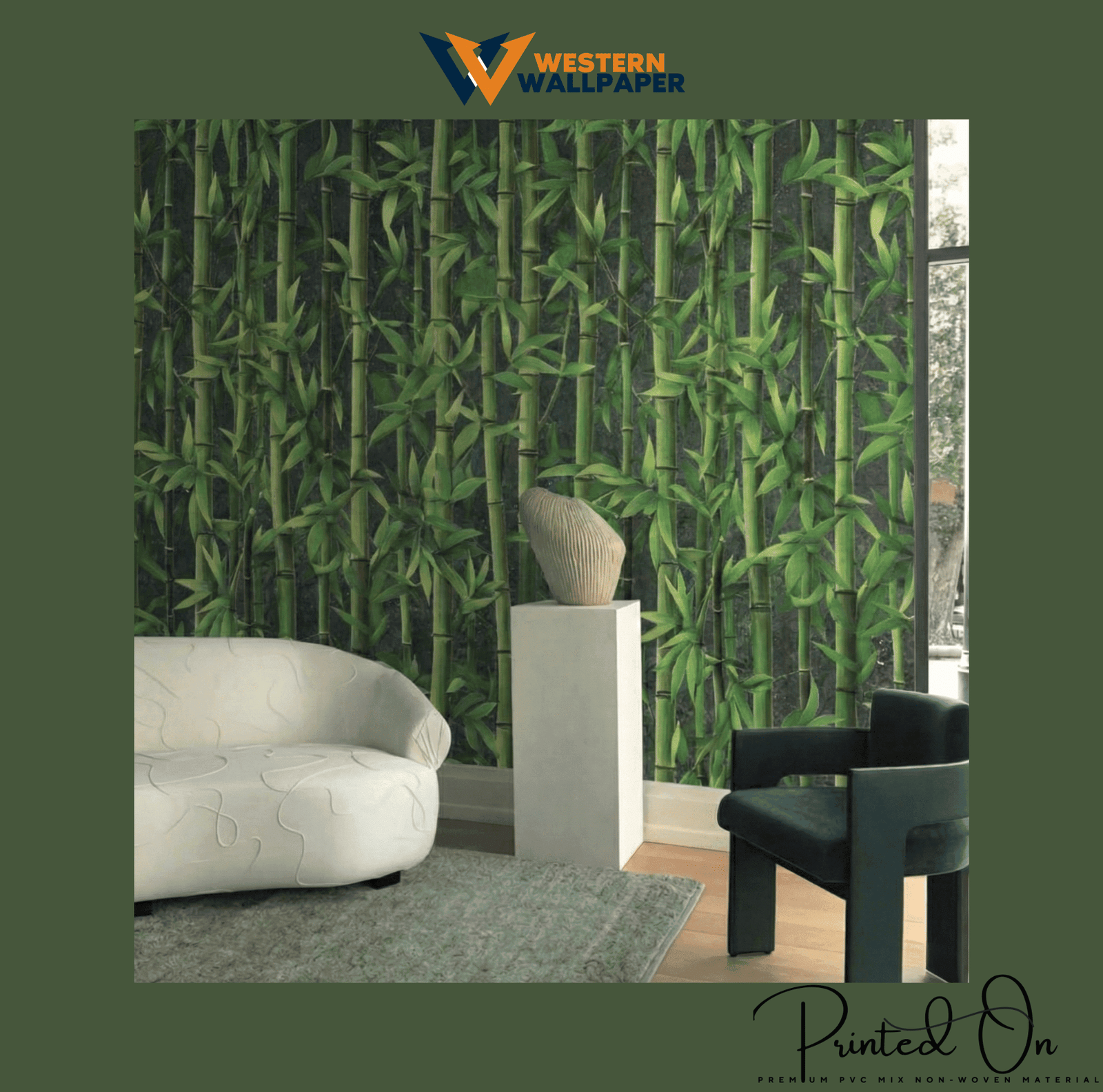 VERIDIAN FOREST BAMBOO WALLPAPER IN DEEP MOSS