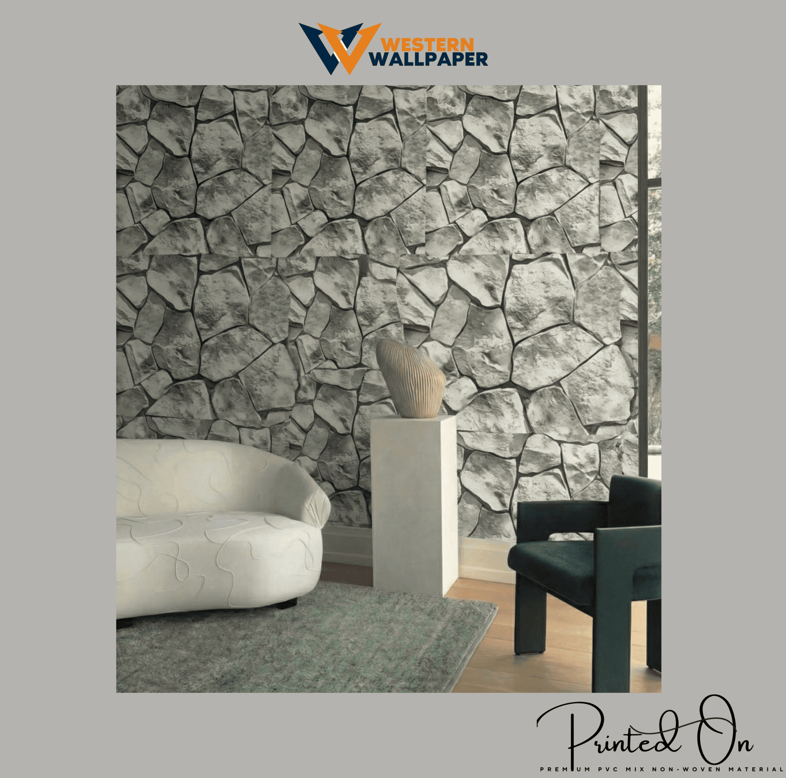 HEARTHSTONE QUARRY MASONRY WALLPAPER IN AMBER EARTH