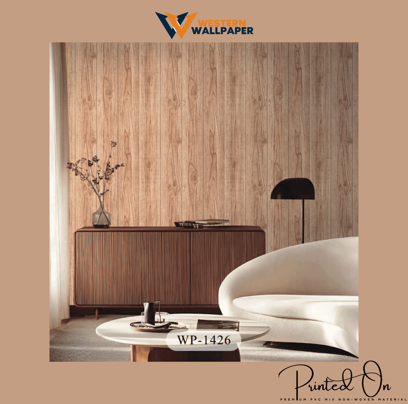 RUSTIC CEDAR WOOD PLANK WALLPAPER IN HONEY OAK