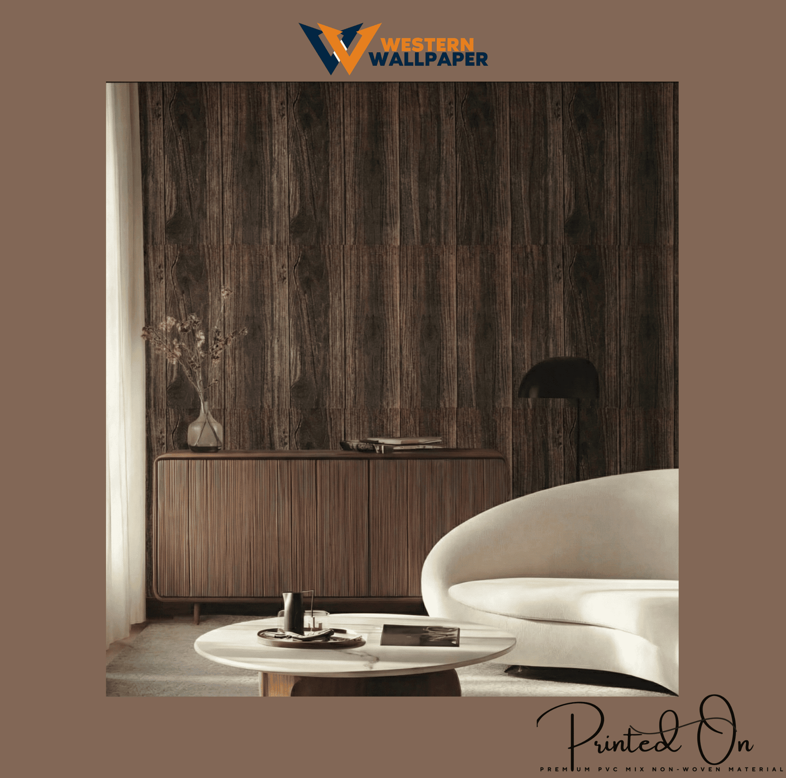 EBONY OAK TIMBER WALLPAPER IN CHARCOAL BROWN